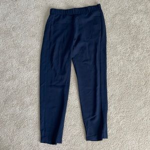 Theory navy silk ankle pants